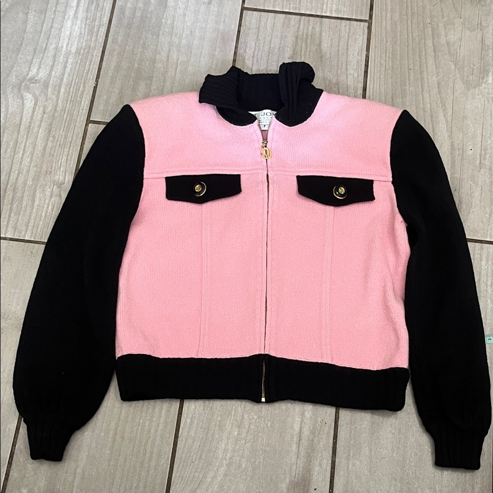 St. John Pink and Black Knit Jacket